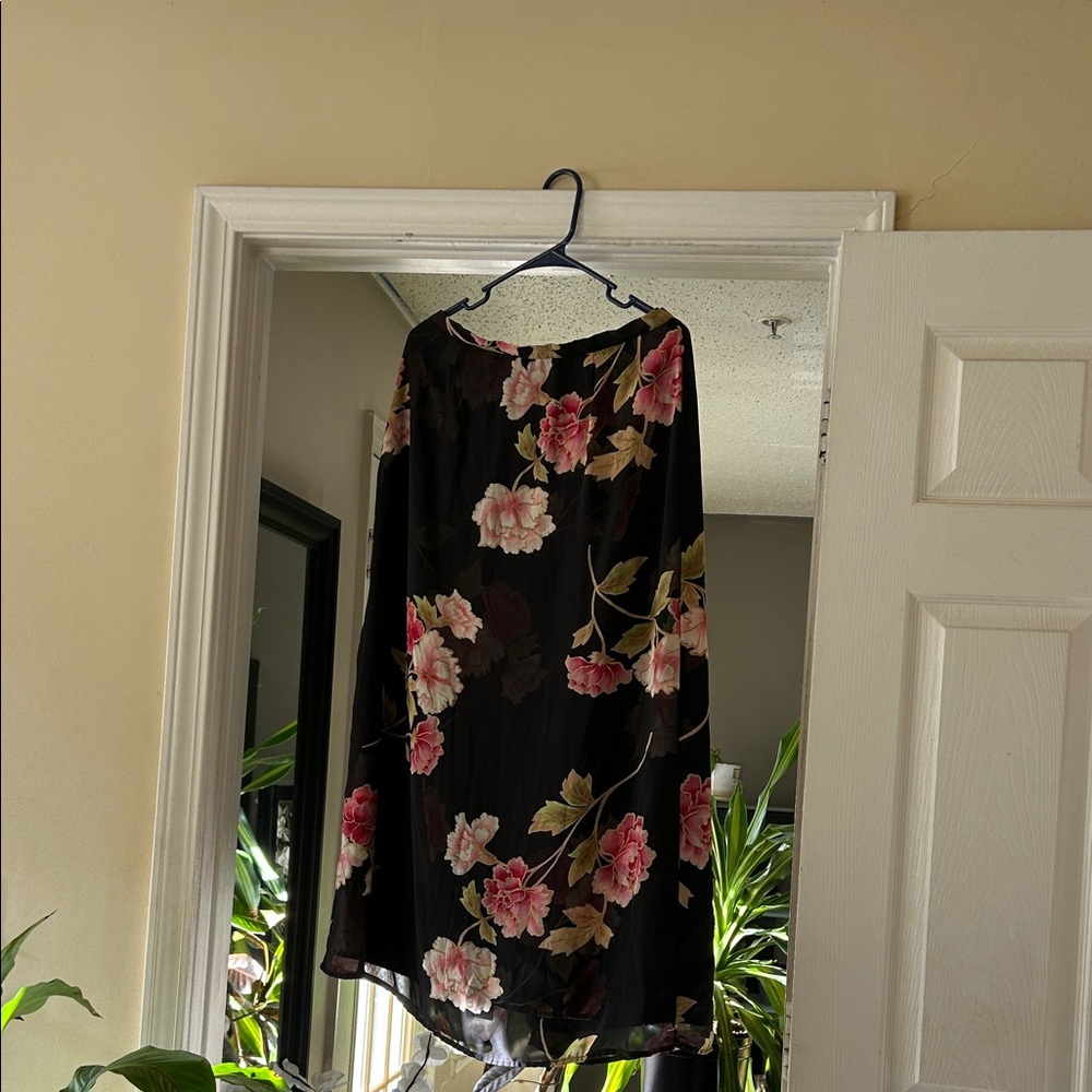 Emma James Black Skirt with Pink Floral Design